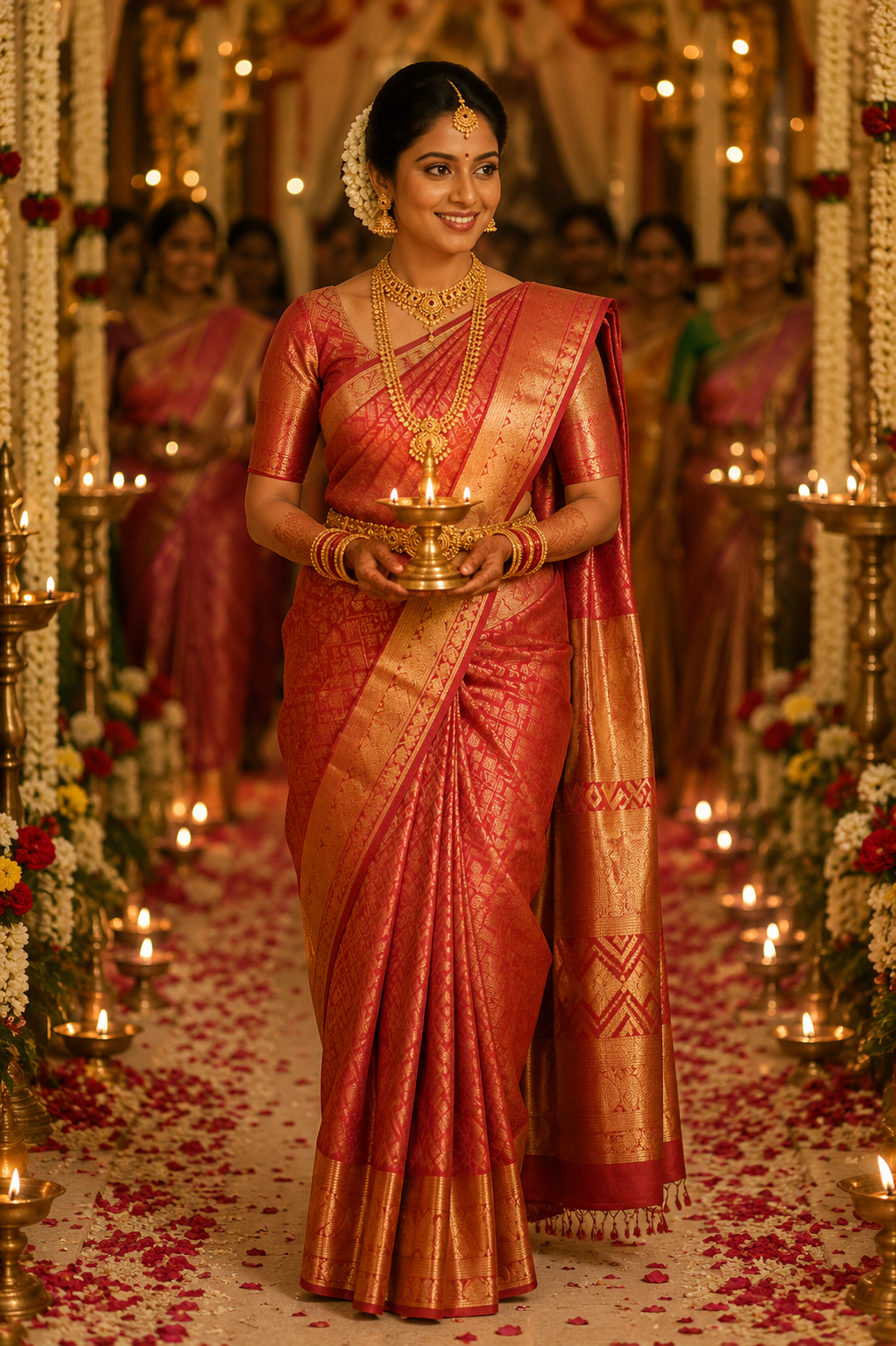 Vivaha Kanchipuram Saree (Red w Red Border)
